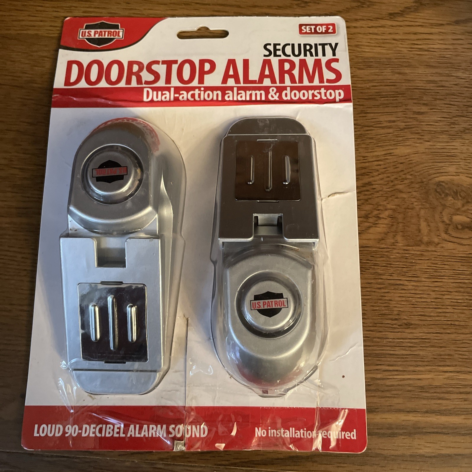 New Never Opened. Security doorstop alarm by us patrol set of 2. Loud 90db alarm