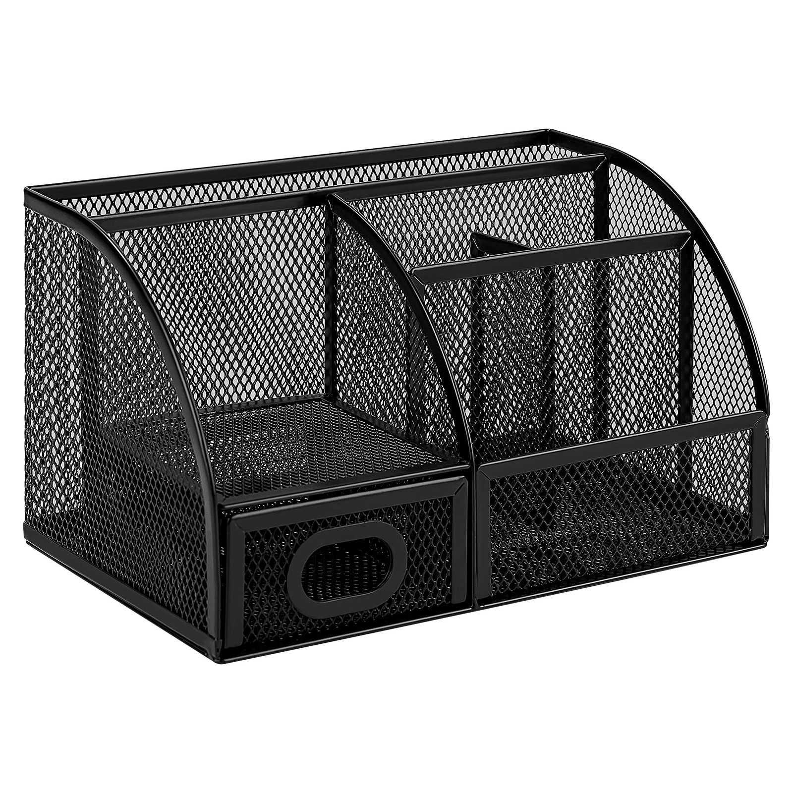 Amazon Basics Mesh Pen Holder and Desktop Desk 9.1" x 5.9" x 5.5", Black