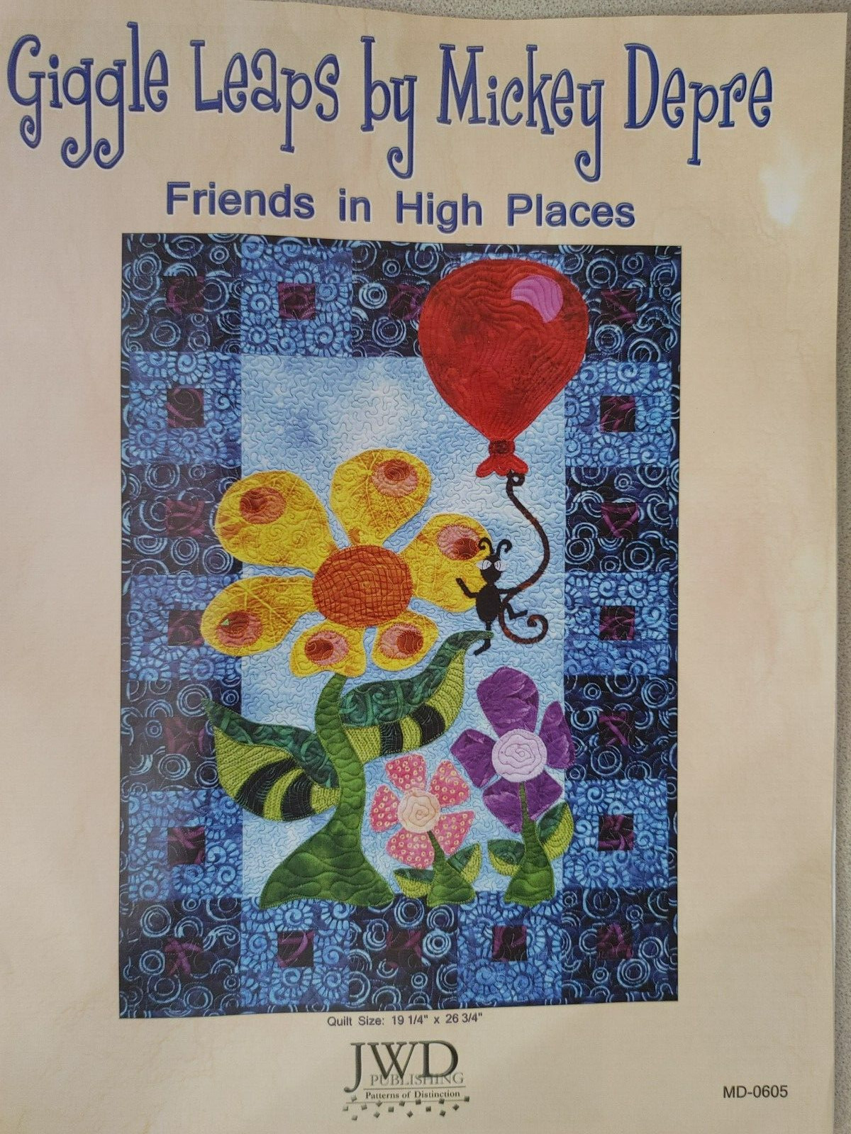 JWD Publishing Giggle Leaps Applique QUilt Pattern Friends High Places 19"x 27"