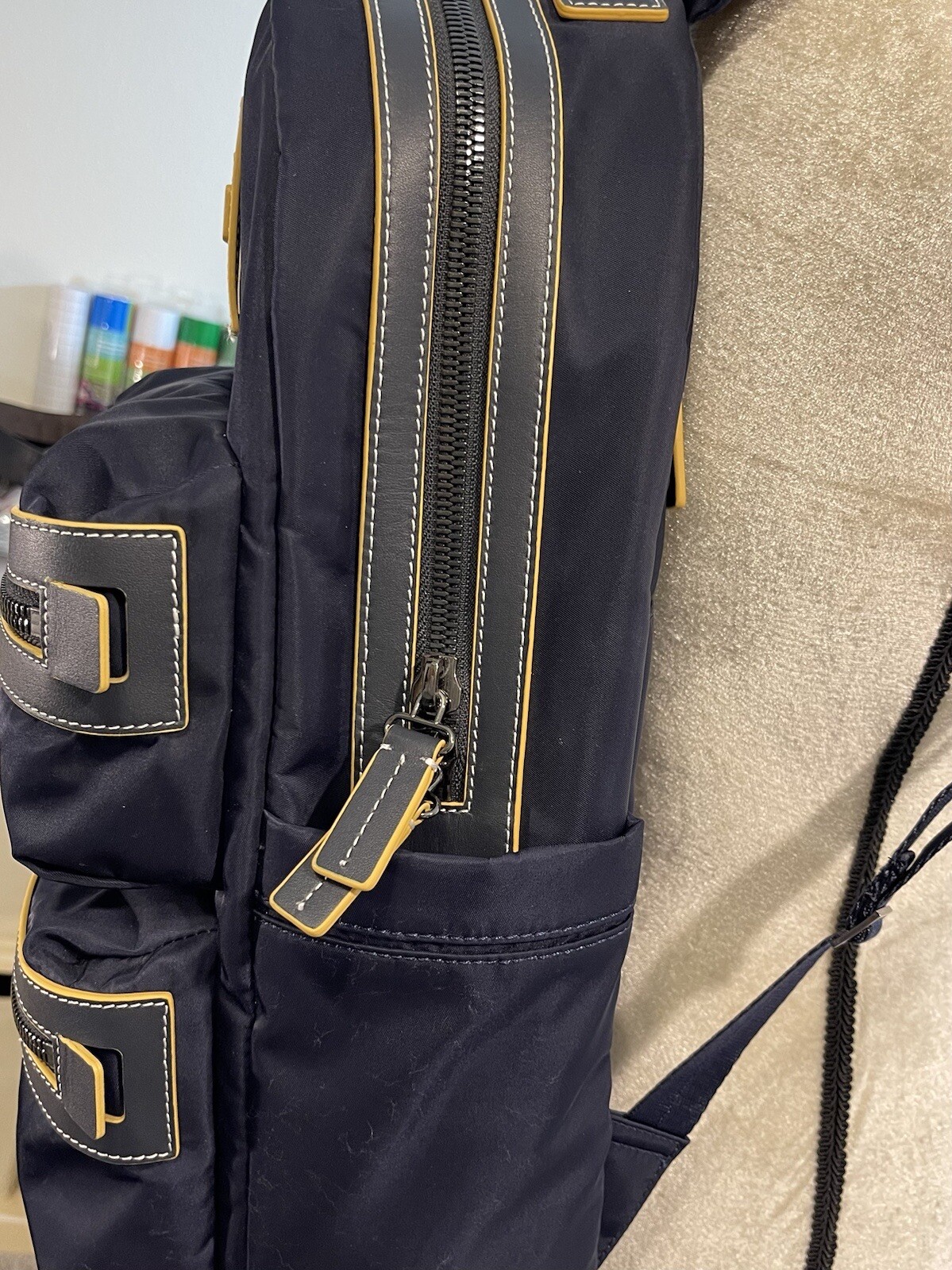 CARAA Apartment Blue Nylon Medium Backpack Zippers Padded Adjustable Straps
