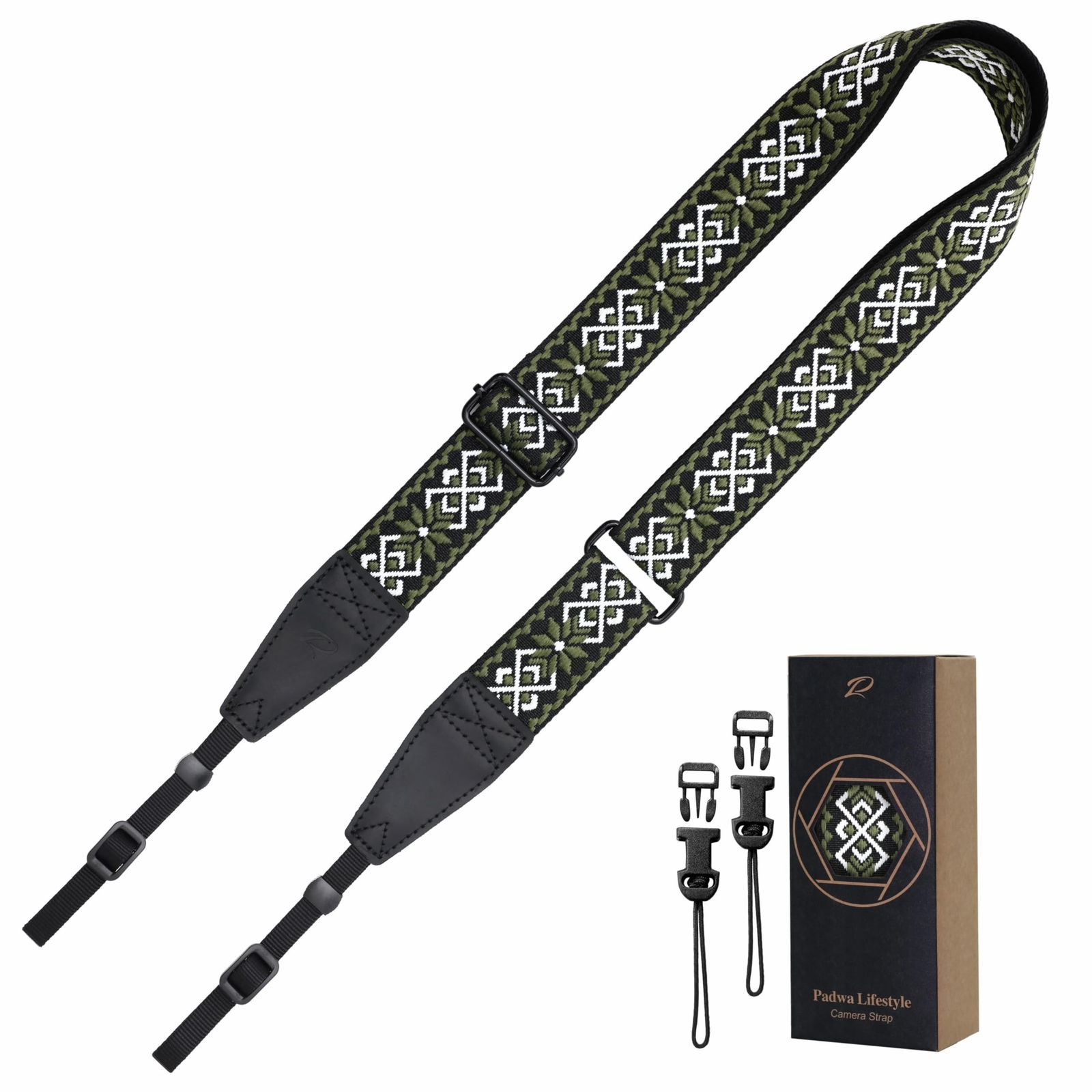 Padwa Lifestyle Adjustable Camera Strap - 1.5" Full Grain Leather Ends Camera...