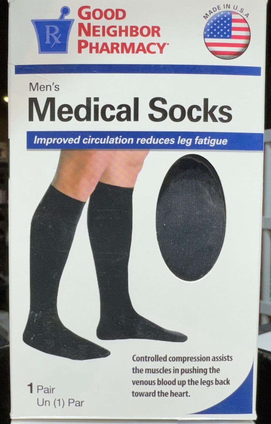 GNP Men's Medical Socks, 8-15 mmHg (Size: XL) Black