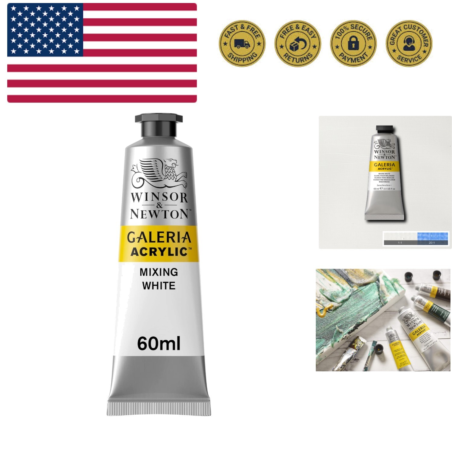 Galeria Acrylic Color, 60ml 2-oz Tube, Mixing White