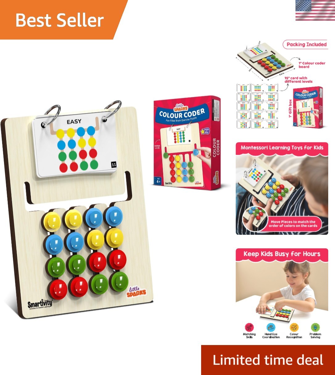 Montessori Slide Puzzle I Color & Pattern Matching Toys for Kids 4 to 8  I Ch...