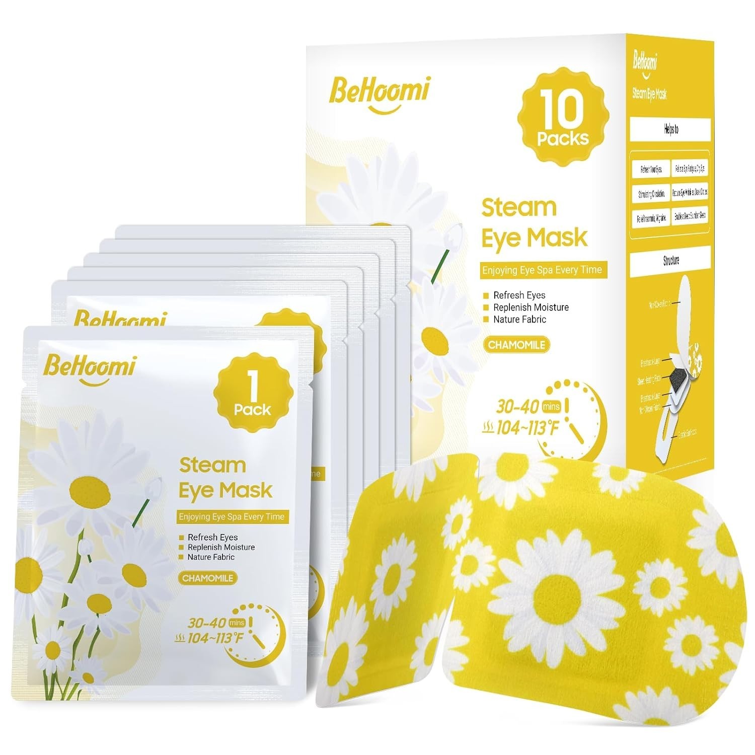 10 Pack Disposable Warm Compress Eye Masks - Travel Essentials for Stress Relief