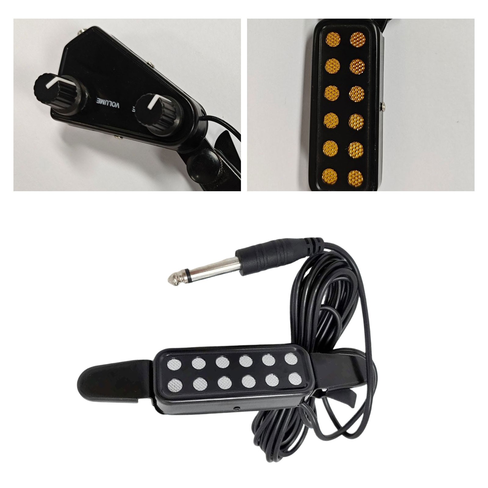 Clip-on Acoustic Electric Guitar Pickup Audio Transducer Amplifier 12 Hole 1/4"