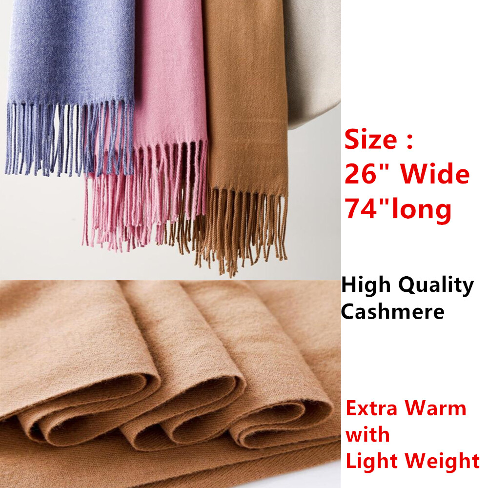 Camel Oversized Blanket 100% Cashmere Scarf Shawl Wrap Solid Scotland Wool