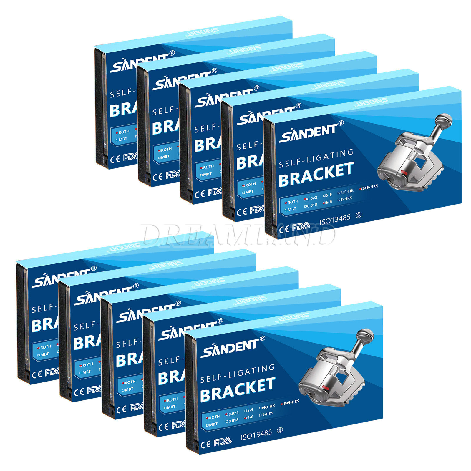SANDENT Dental Metal Self-Ligating Brackets Braces Mini Roth.022 Hooks 345