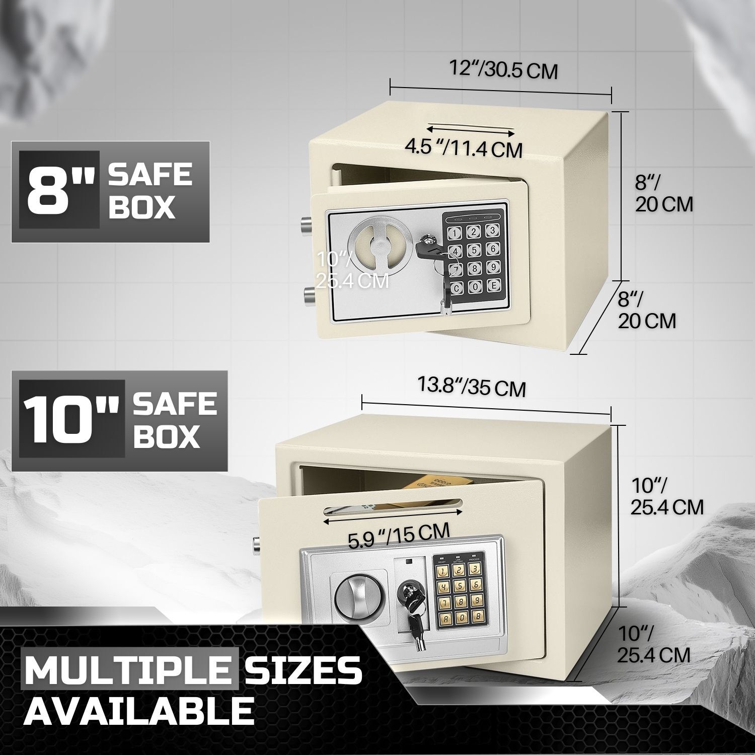 Electronic Depository Safe Box Drop Slot Opening Keypad Combination Lock White