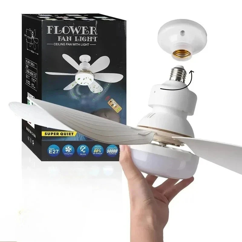30W LED Ceiling Fan Light E27 Bulb Remote Control Dimmable 85-265V Home Lamp