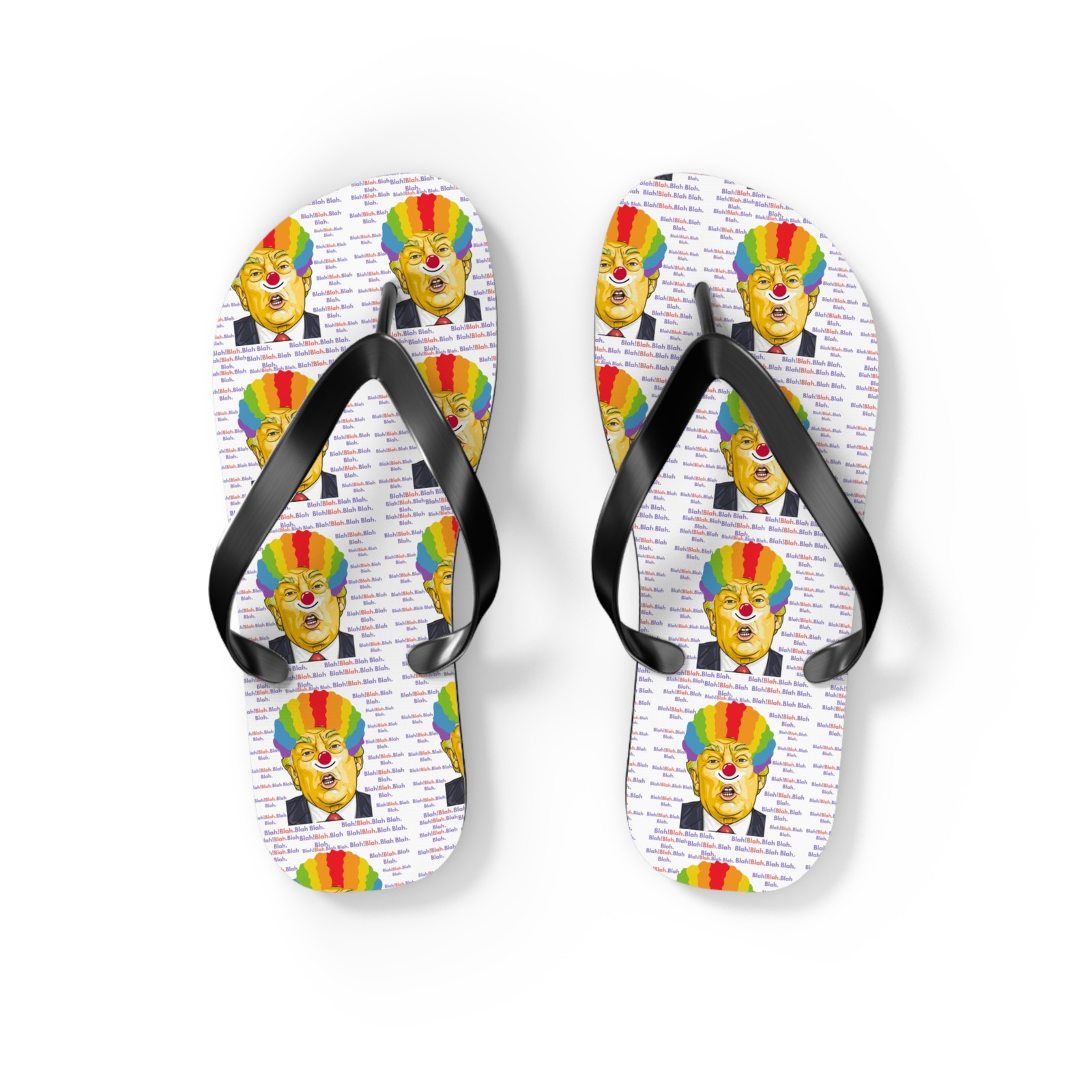 Trump Clown Pop Art Blah Blah Flip Flops | Colorful Funny Beachwear