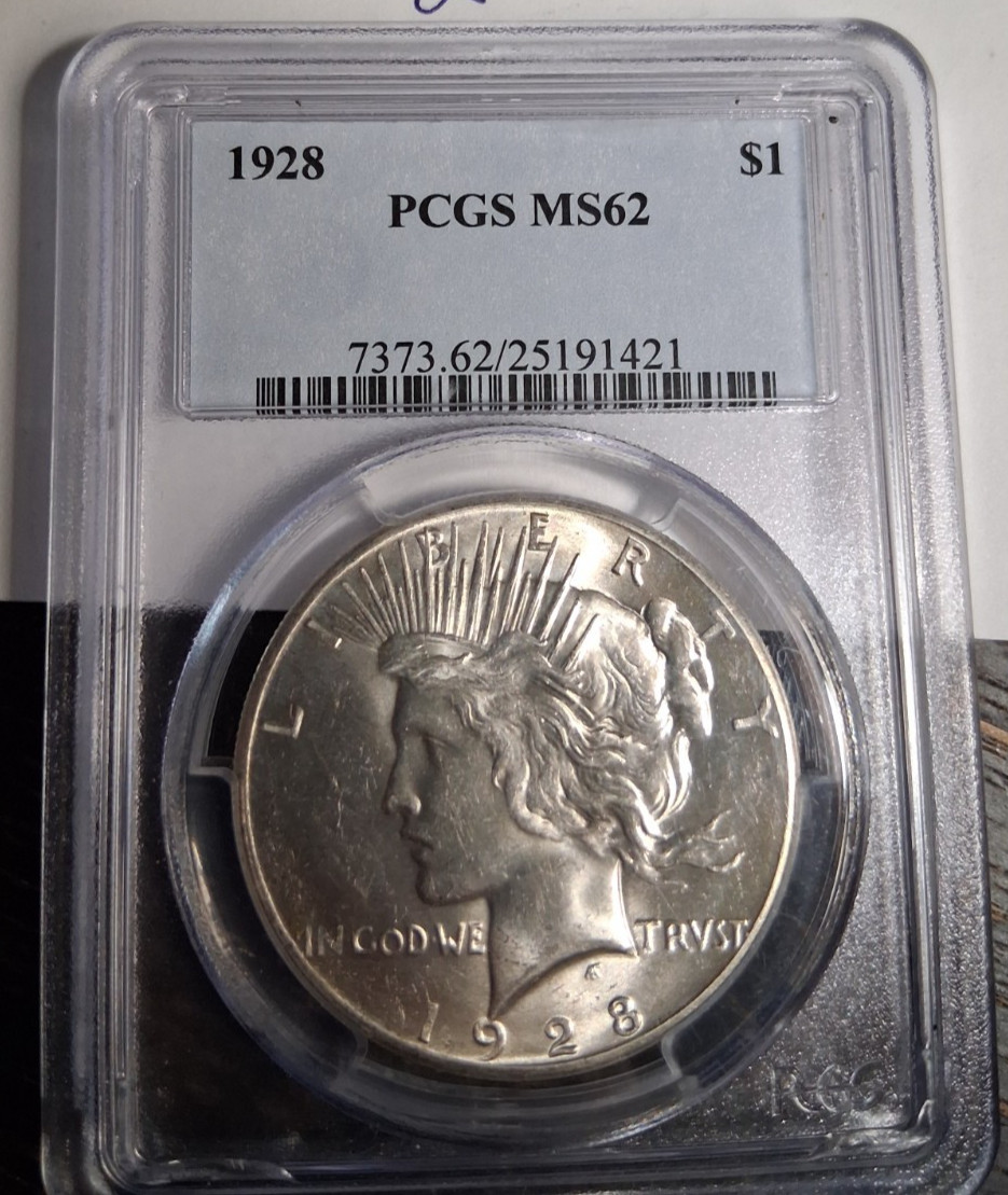1928-P Peace dollar, pcgs ms62