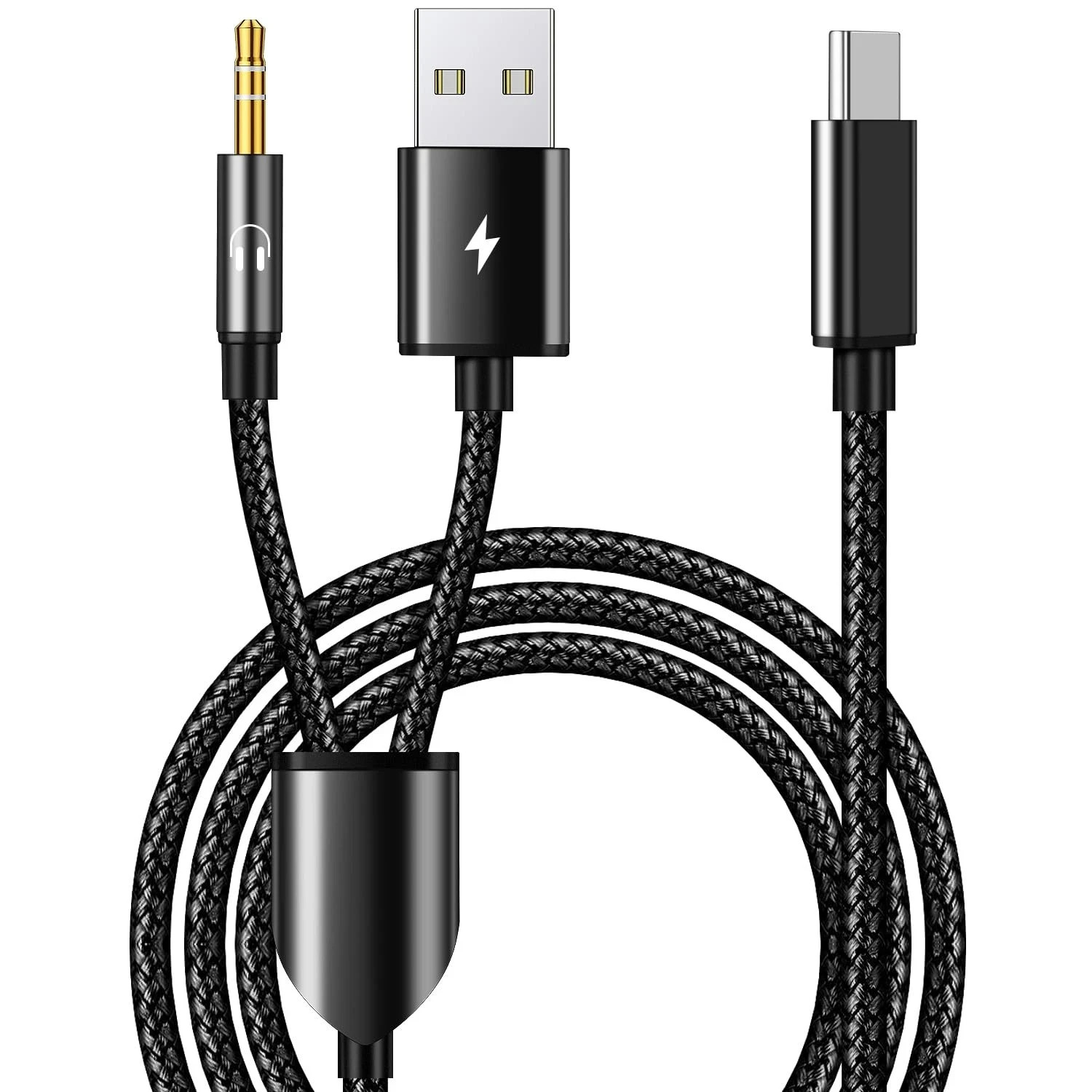 USB C to 3.5mm Aux Cable, 2 in 1 USB C to 3.5mm Car Stereo Aux Headphone Jack...
