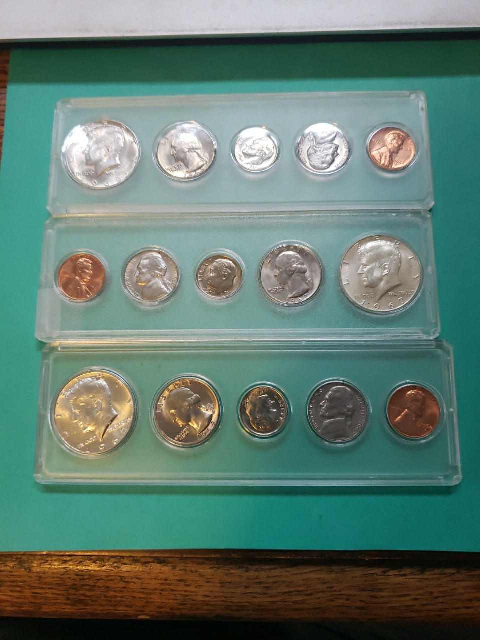 Nice 1966-P, 67-P & 68-P US Mint Sets In Holders Kennedy 40% Silver
