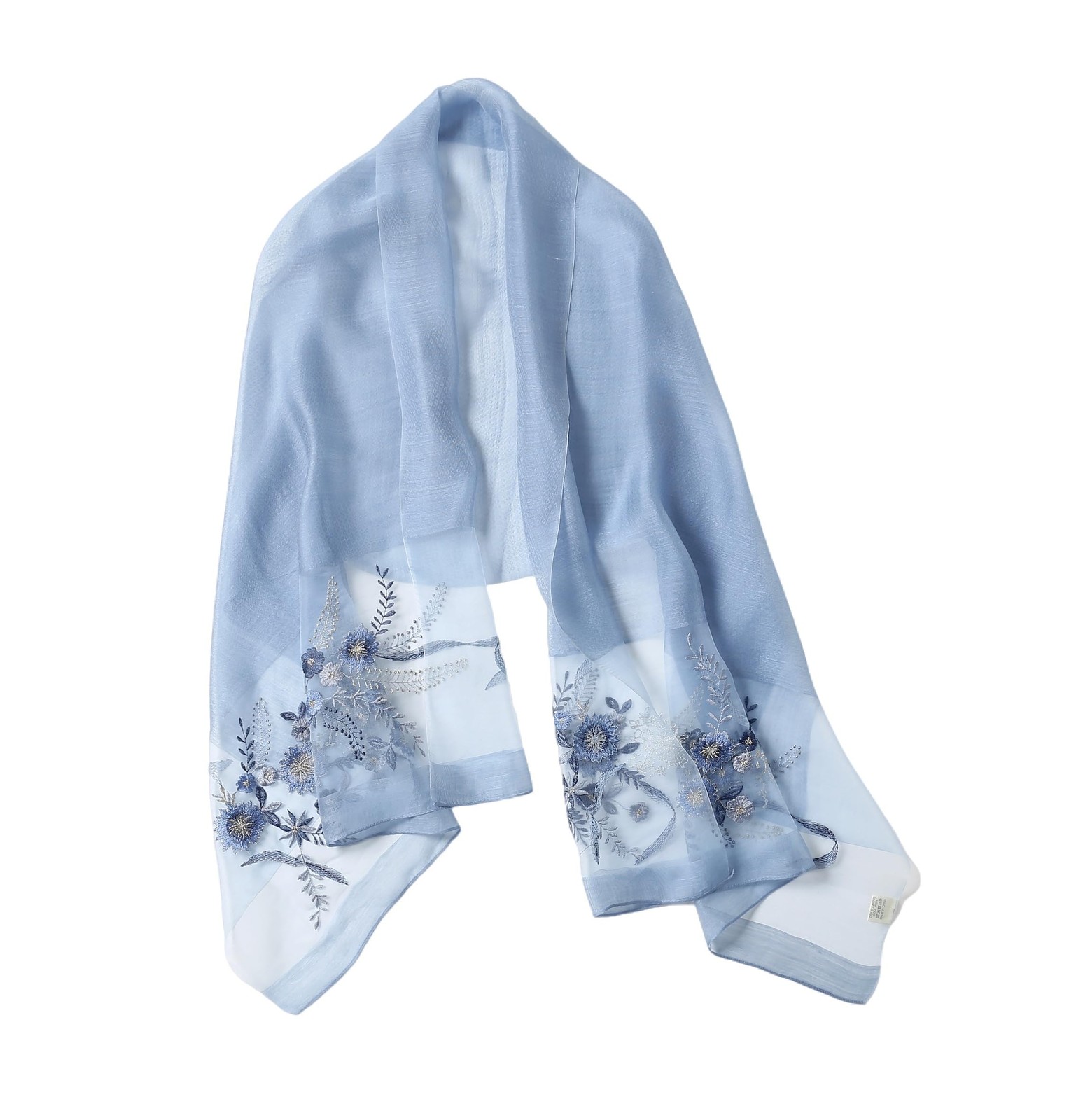Silk Wool Floral Fashion Scarf Shawl Wrap Lightweight Sheer Women Embroidery