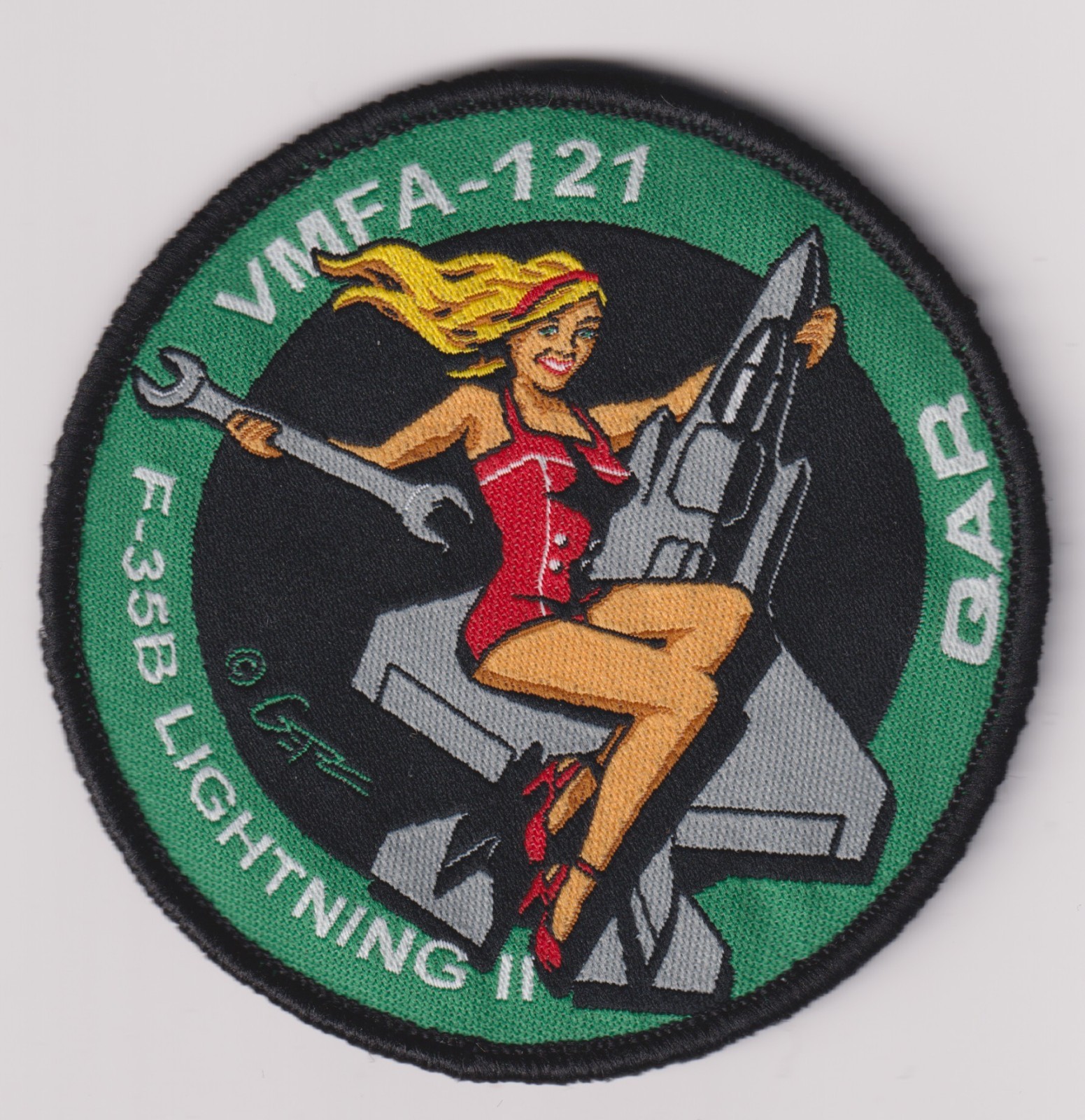 VMFA-121 pinup girl on F-35B Lighting II patch QAR USMC US Marine Corps Aviation