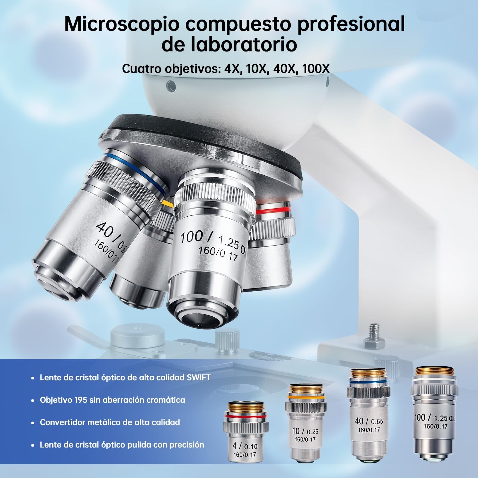 SWIFT SW320T 40X-5000X Trinocular Microscope with 2MP Camera, Black,White
