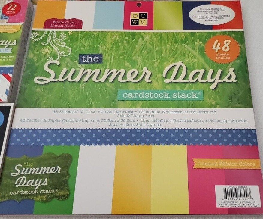 NEW Summer Days Set of 2 Paper Packs, 1 Matstack, & 1 Adhesive Brights Matstack 