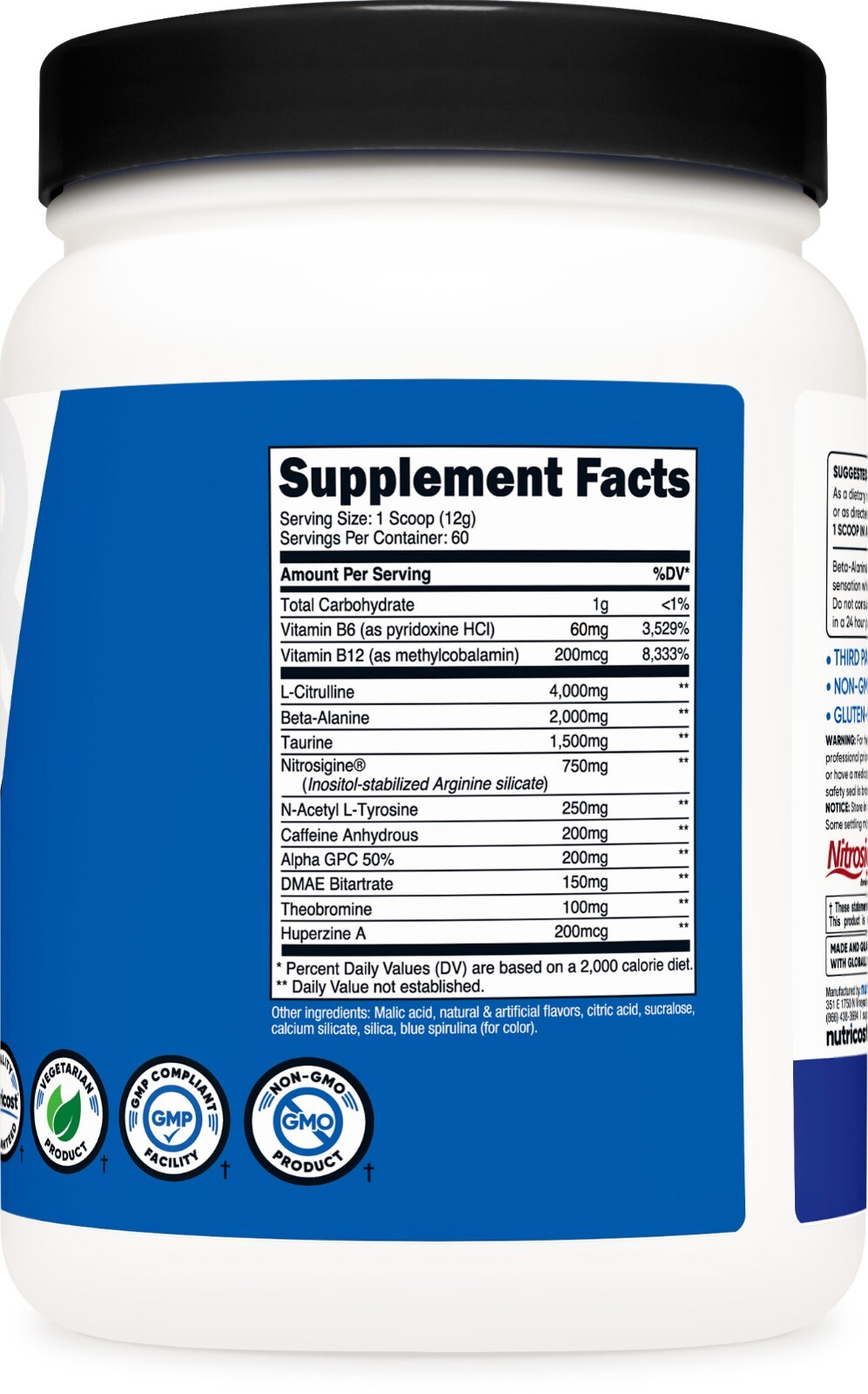 Nutricost Pre-Workout Complex Powder (Blue Raspberry) 60 Serivings