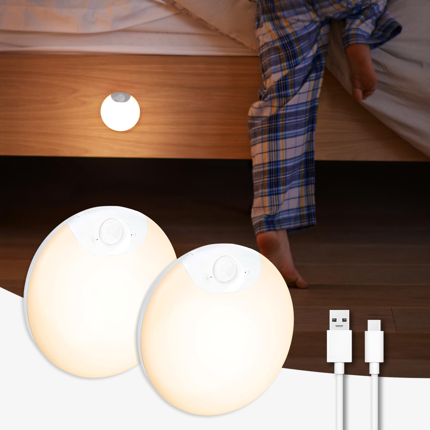 Motion Sensor Night Light, Rechargeable Battery Night Light