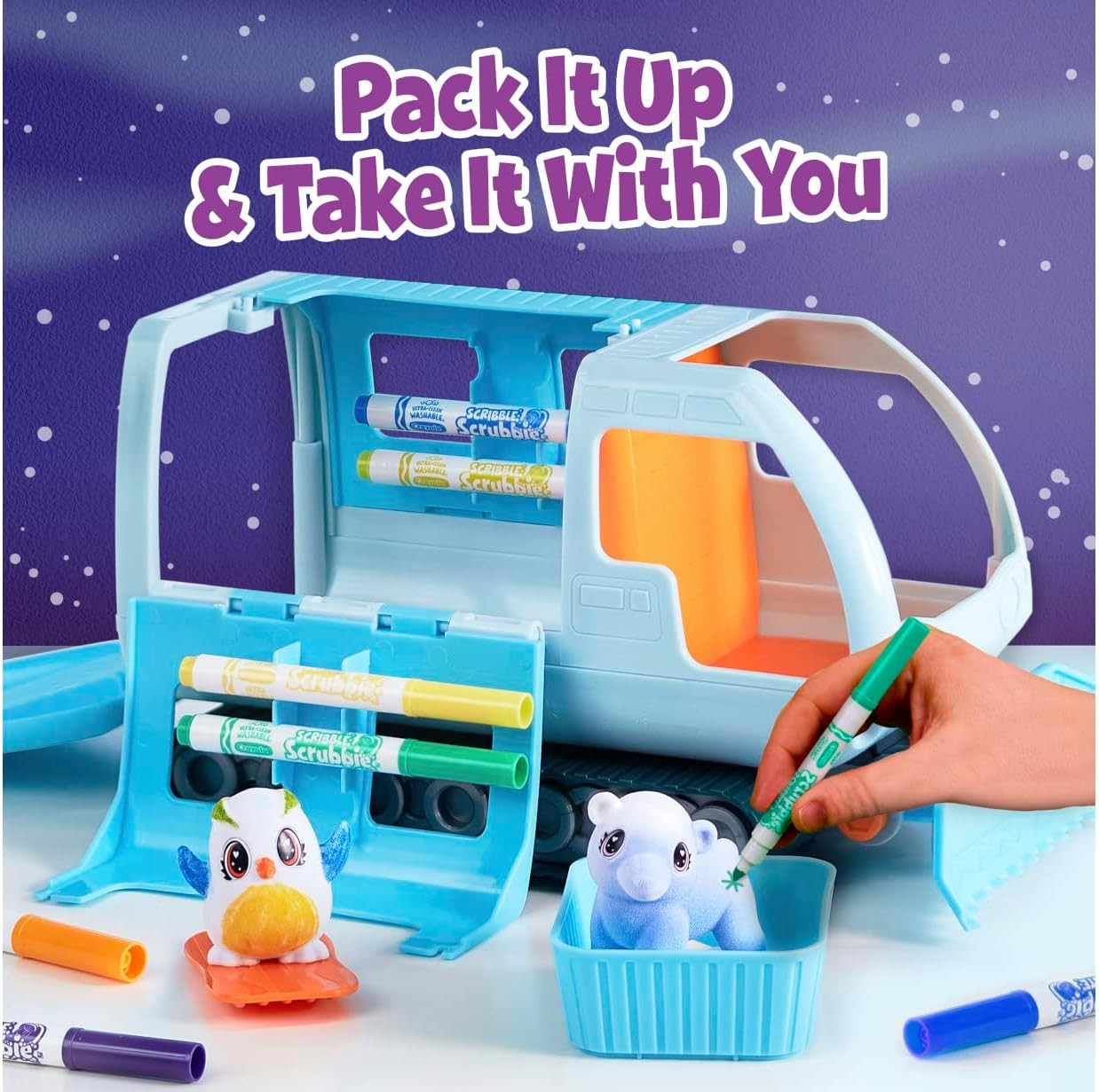 Scribble Scrubbie Pets Arctic Snow Explorer, Color & Wash Creative Toy, Gift for