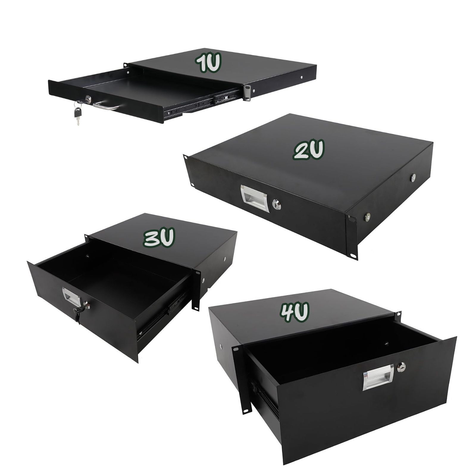 19 Inch Rack Mount Drawer 1U 2U 3U 4U AV DJ Network Studio Lock Key Cabinet