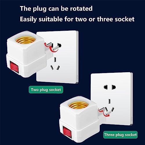E26/E27 Socket Extension Adapter with Switch,Plug-in Light Socket,Convert Out...