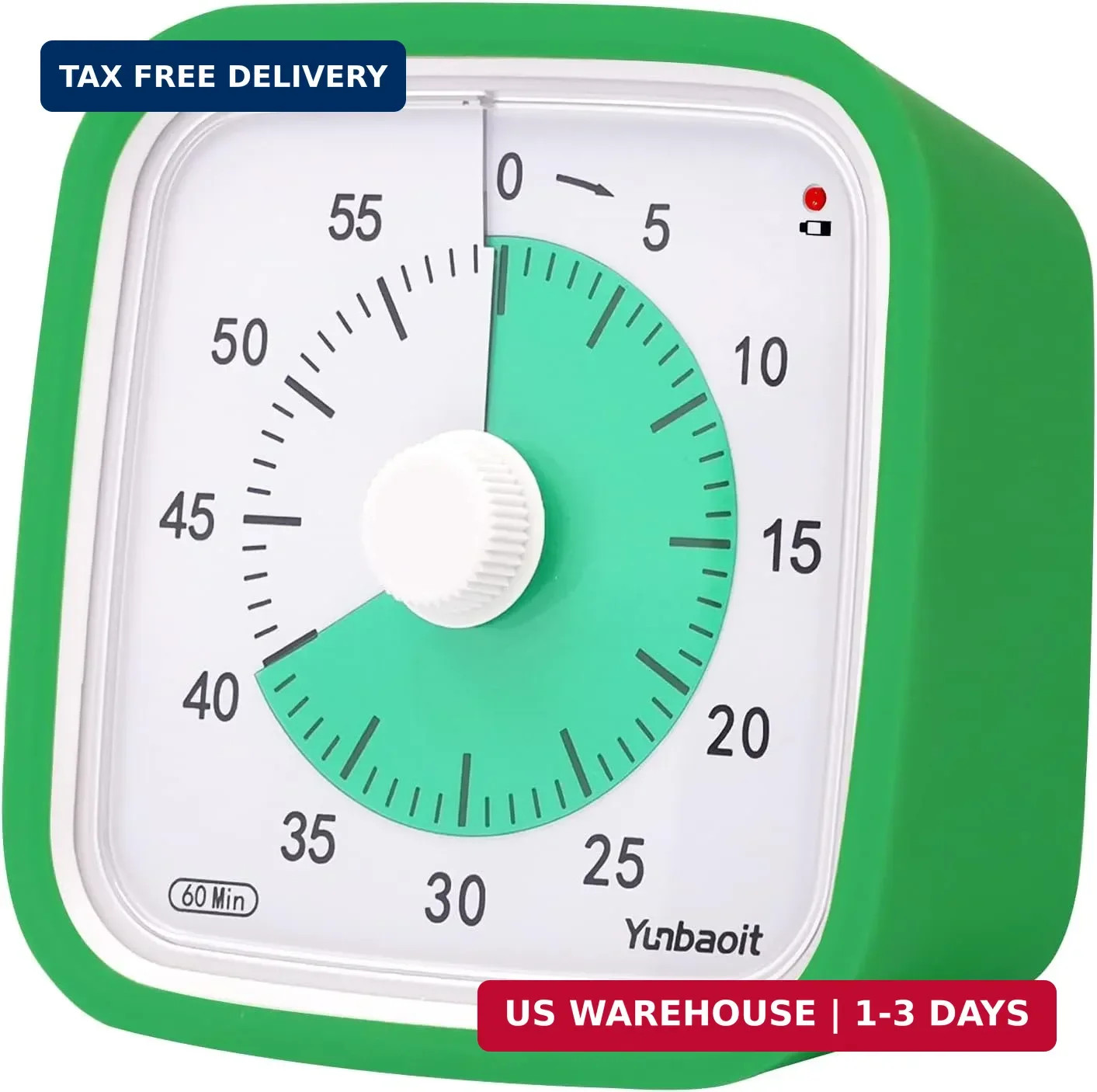Visual Timer, Silent 60-min Countdown Timer for Kids, Green Green | Protective C