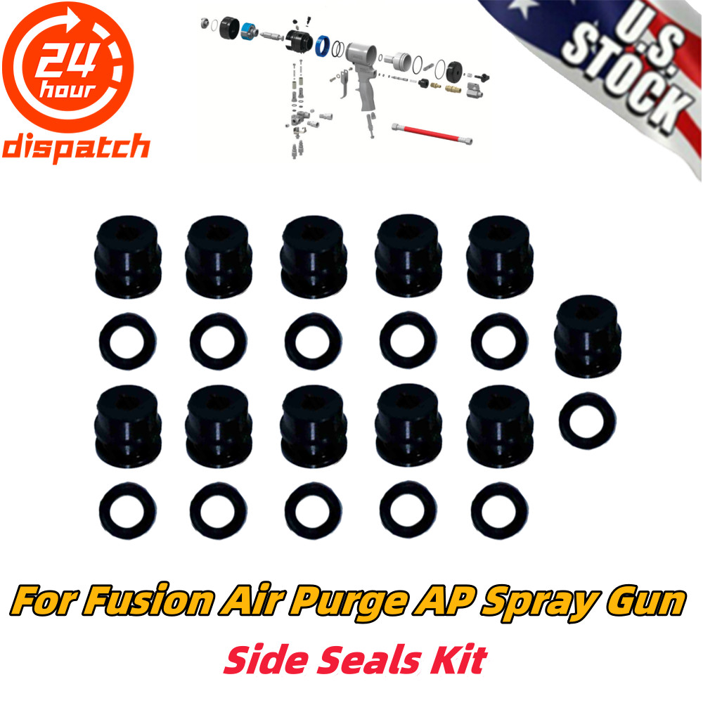 For Fusion Air Purge AP Spray Gun 11PCS 246348 249990 Black Side Seals Kit