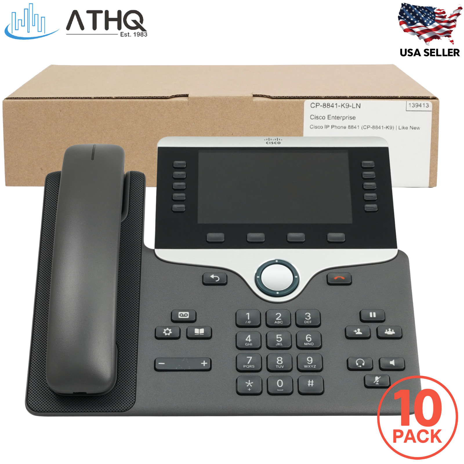 PACK OF 10 Cisco CP-8841-K9 IP Phone 8841 5-Line Gigabit VoIP PoE Desk Phone