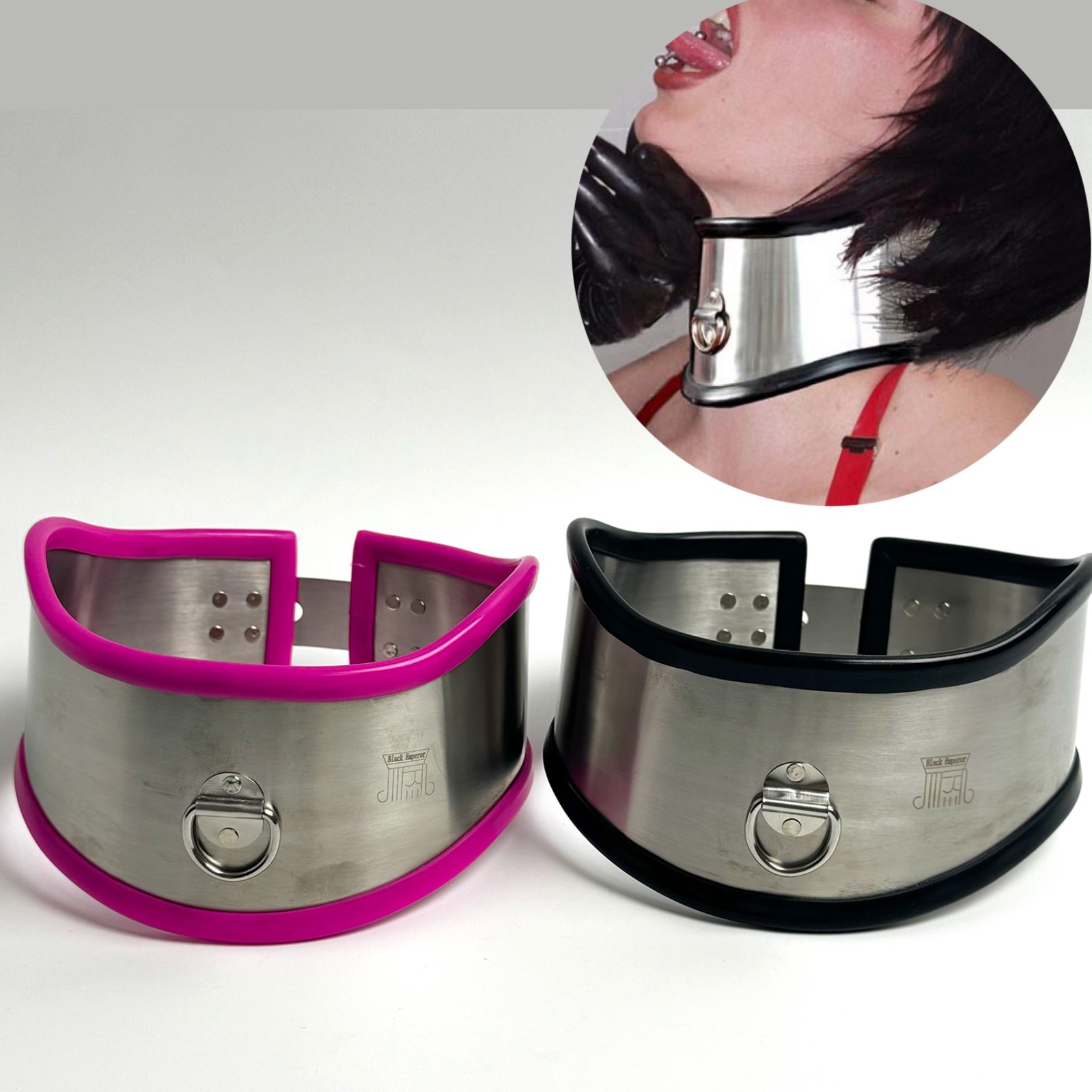 Stainless Steel Chastity Neck Collar Restraint Lockable Adjustable Posture BDSM