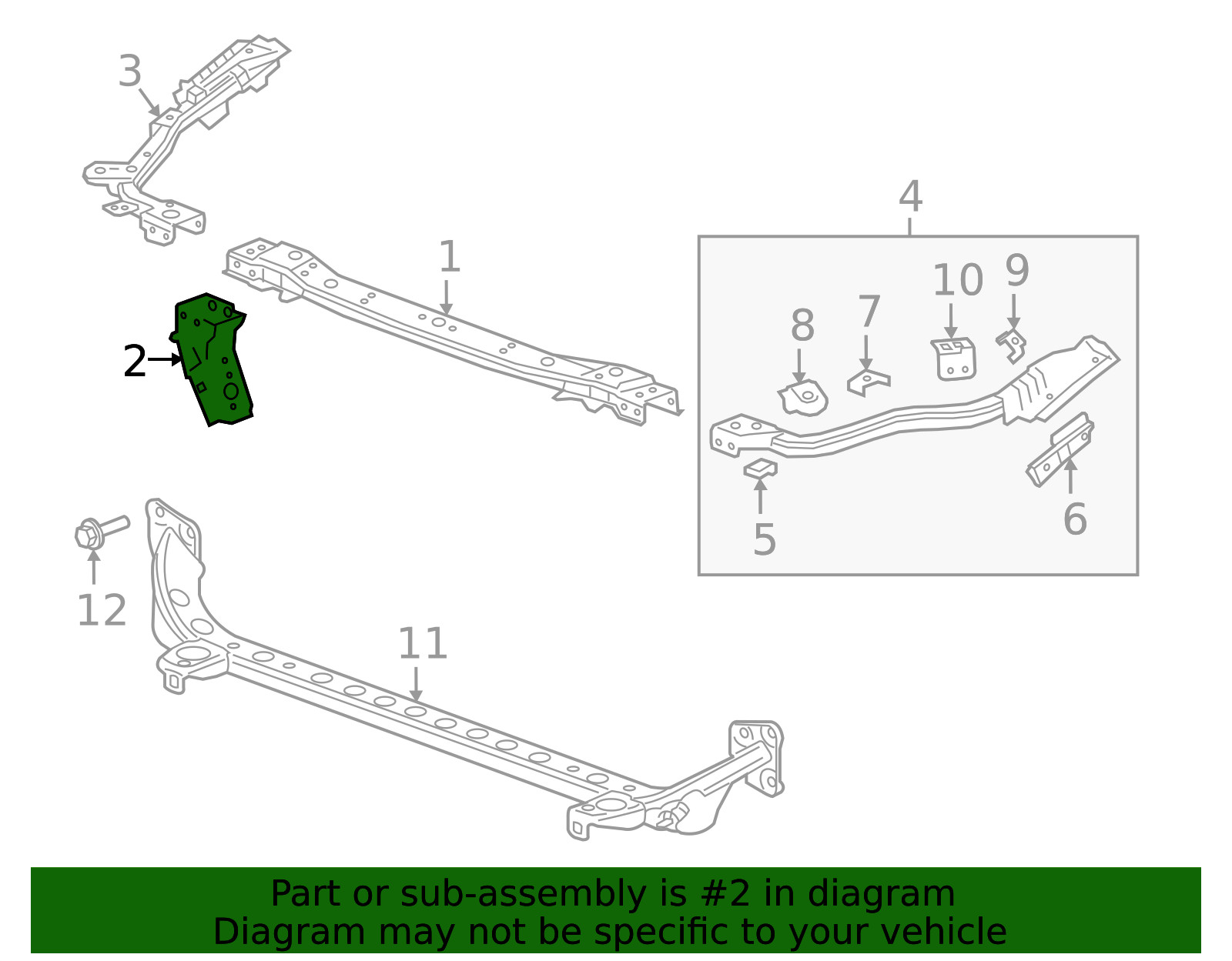 Genuine GM Front Driver Side End Upper Tie Bar Support 39076844