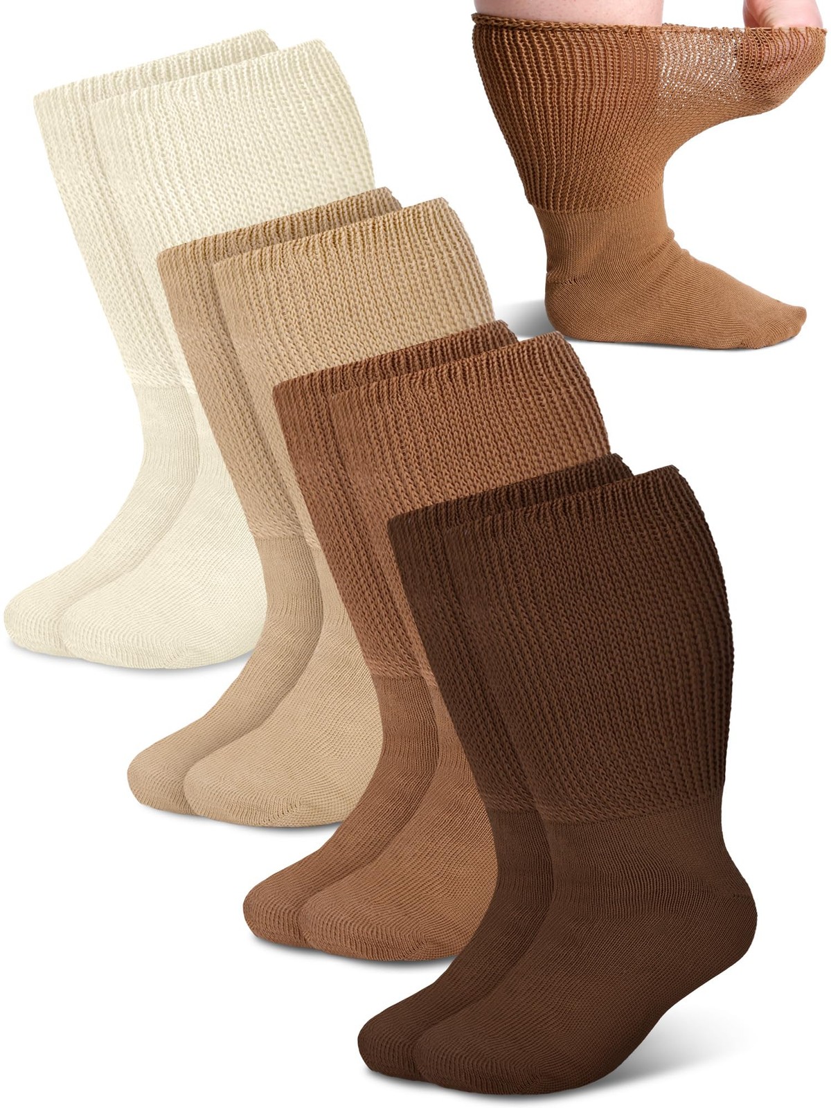 4 Pairs Extra Wide Socks Swollen 30" Lymphedema Bariatric Socks Non Binding Loos