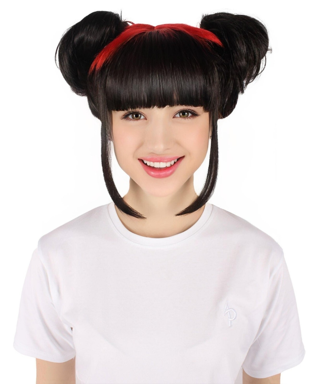 HPO Adult Women's American Songwriter Black Double Bun Wig for Cosplay, HW-7349