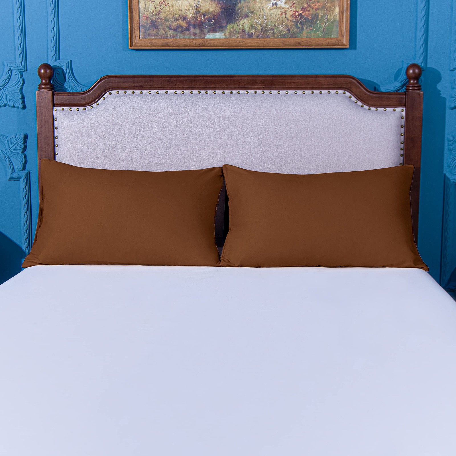 Pillowcase Set King Size, 2 Pack Microfiber, Stain Resistant, Brown
