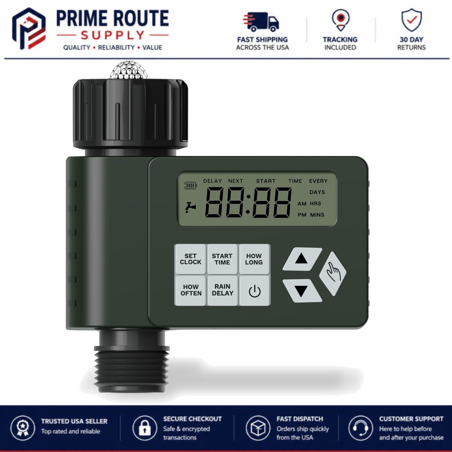 Sprinkler Timer Outdoor, Programmable Water Timer with Rain Delay LCD