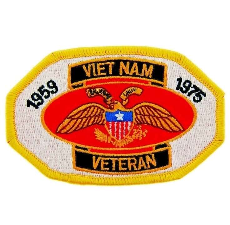 VIETNAM VETERAN 1959-1975 Embroidered Shoulder Patch 3-1/2" Iron-On (0021)