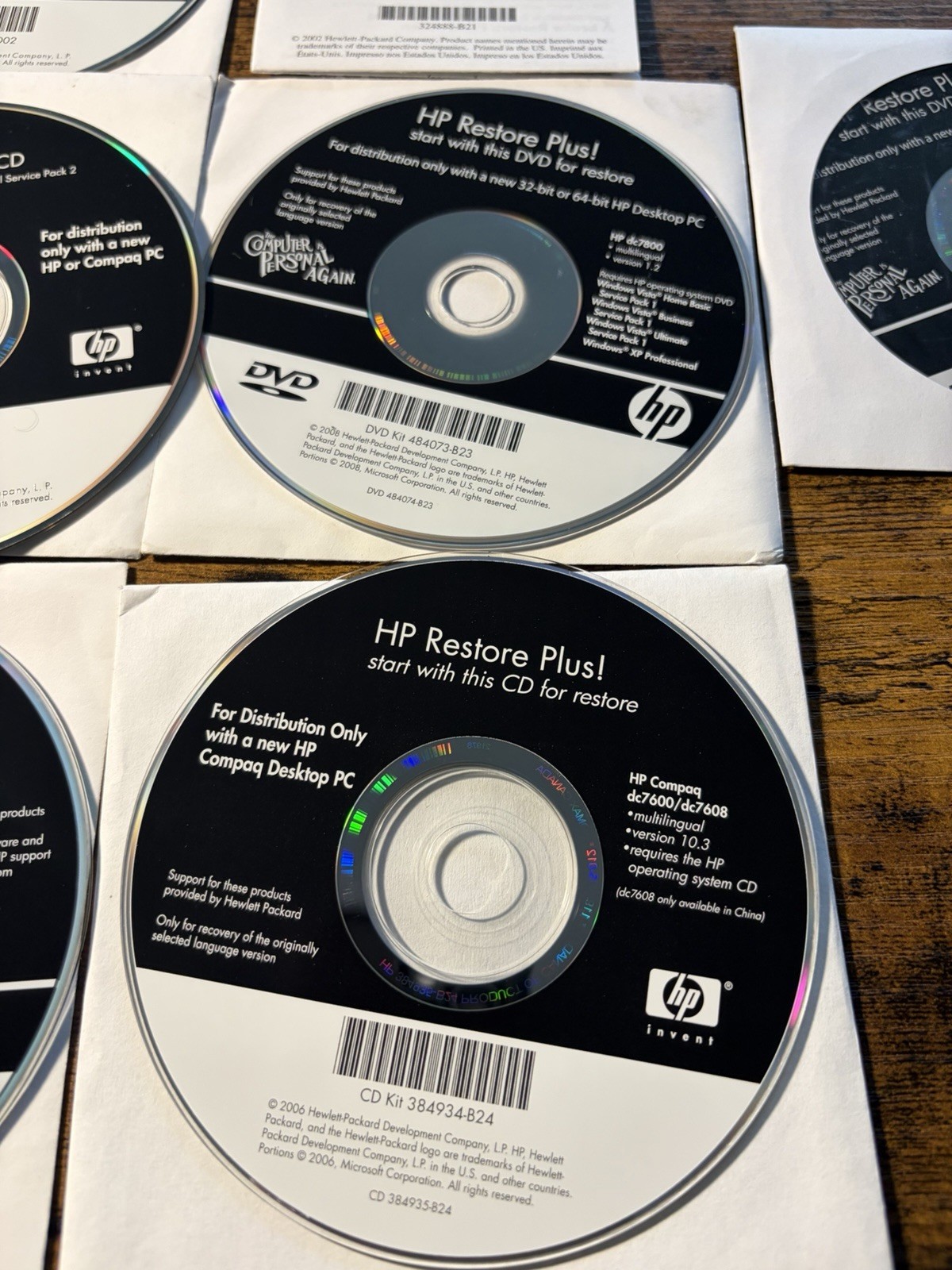 HP / Compaq Windows XP Operating System, Supplemental Software, HP Restore Etc