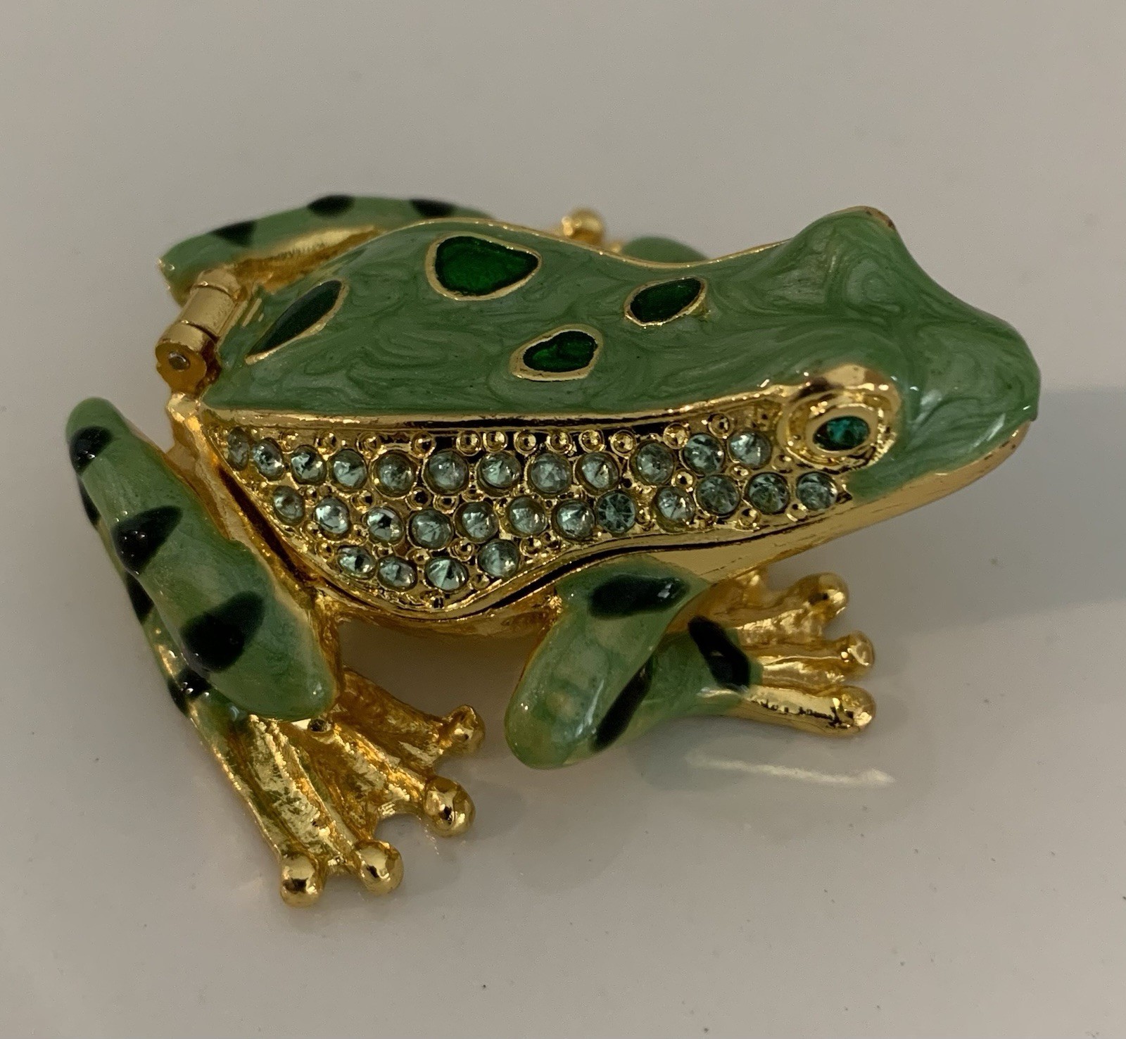 Sparkling FROG HINGED BOX, Crystal Accents, NEW