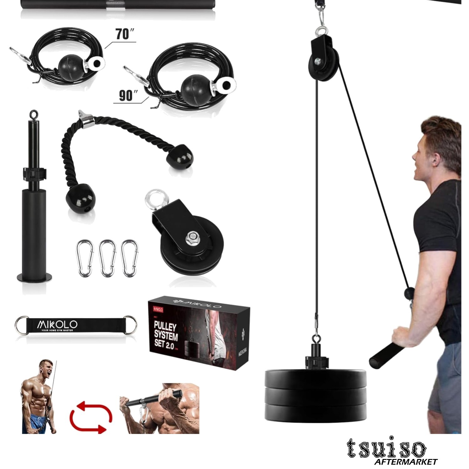 Compact Fitness Cable Machine for Biceps, Triceps & More - Portable Home Gym