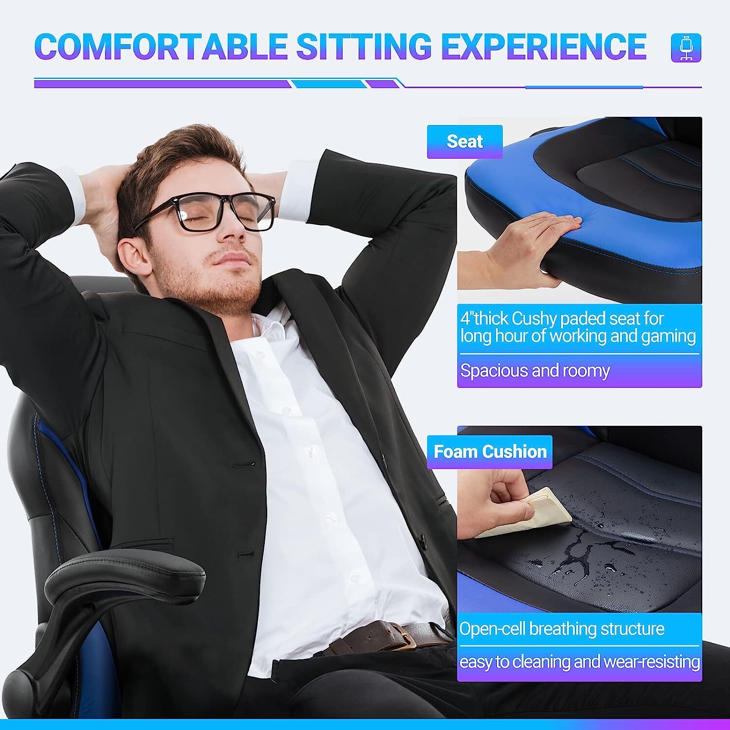 PU Leather Gaming Chair Ergonomic Computer Executive Adjustable Desk Chairs
