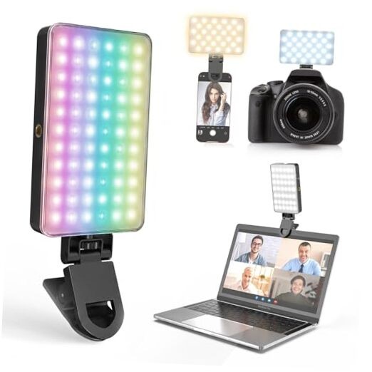 RGB Selfie Light, 138 LEDs, 360° Full Color Video Light, 2700–6500K Dimmable,