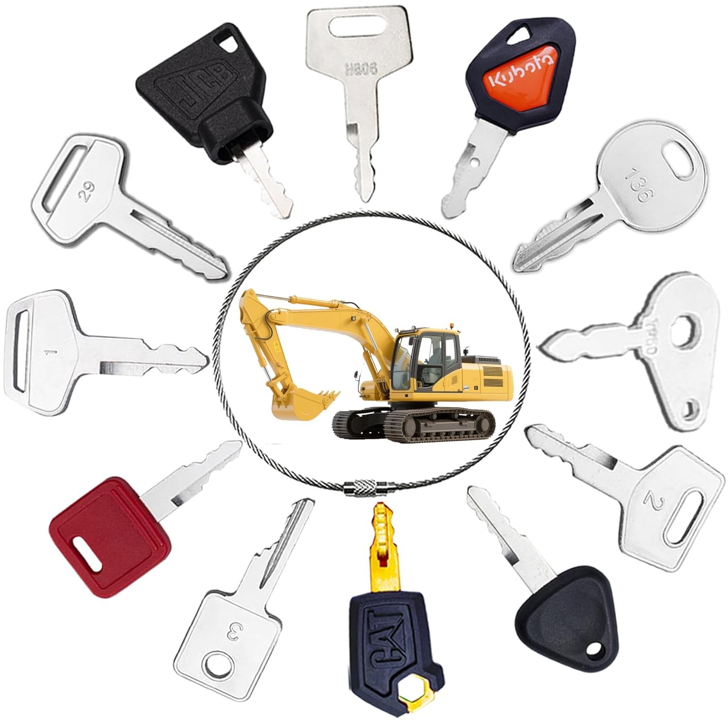 12 Pcs Dumper Keys, Ignition starter Key Set, Construction Universal Ignition St