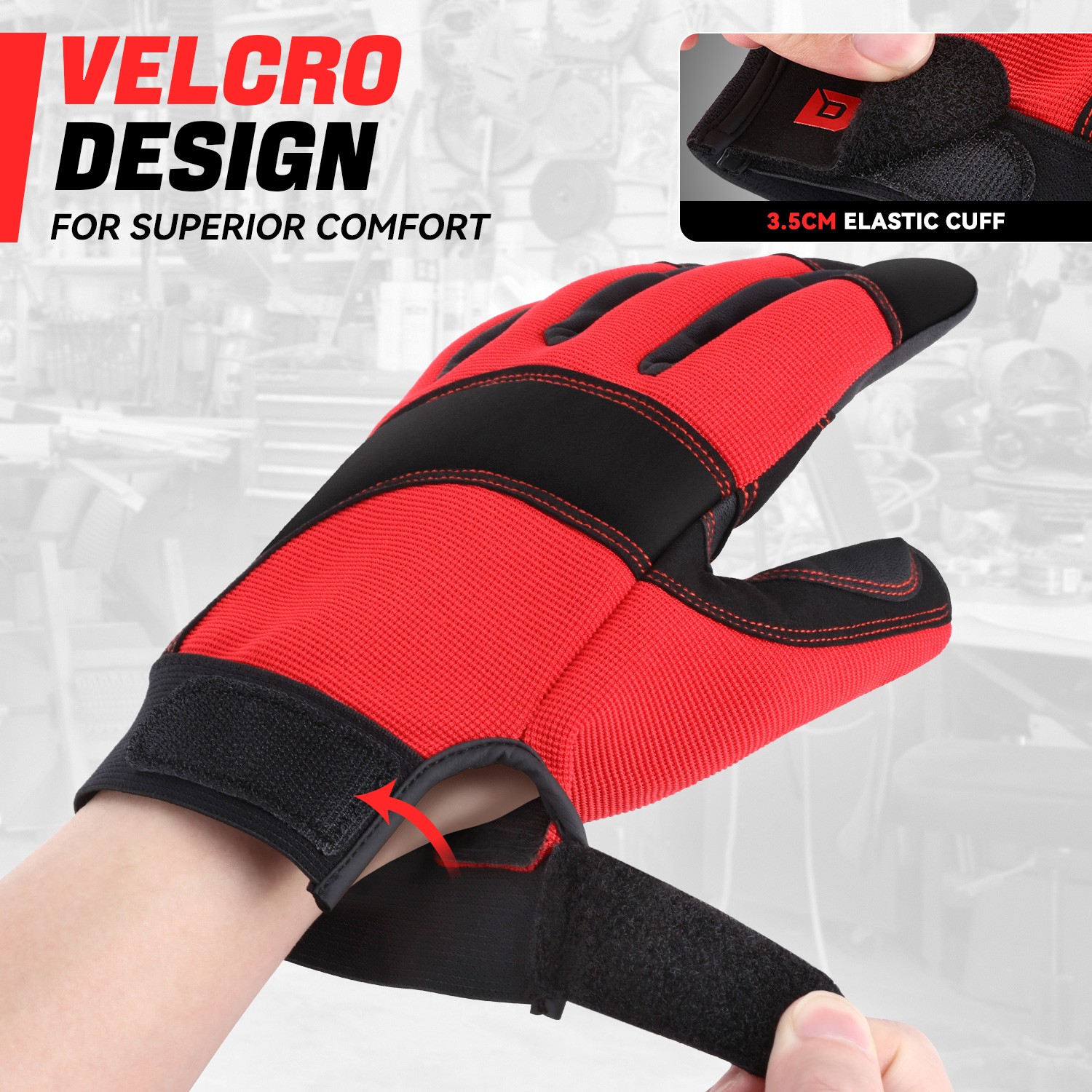 [2 Pair]Multi-Purpose Construction Gardening Utility Mechanic Work Gloves Red