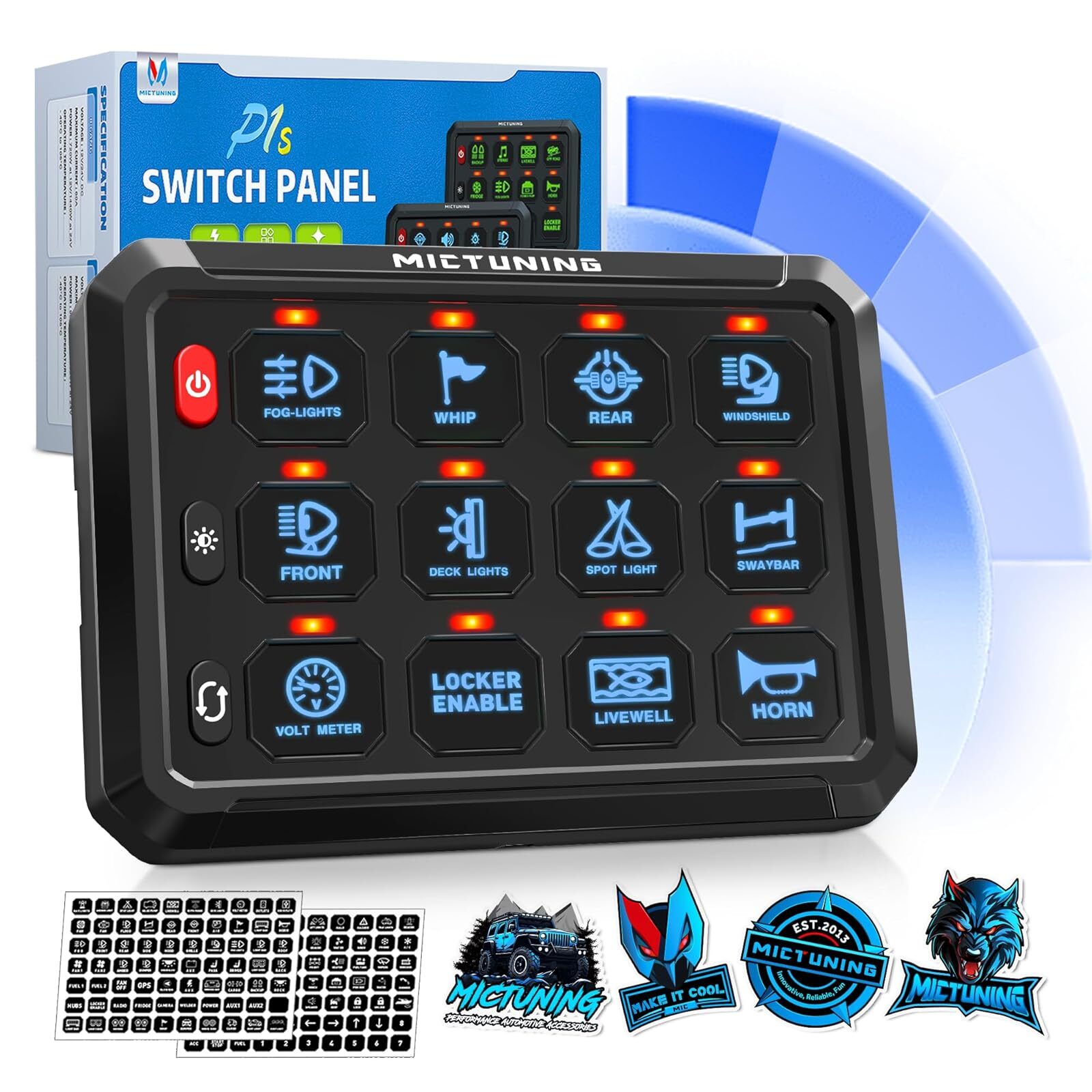 12Gang Switch Panel Circuit Control Relay Box Toggle Strobe Multifunction Switch