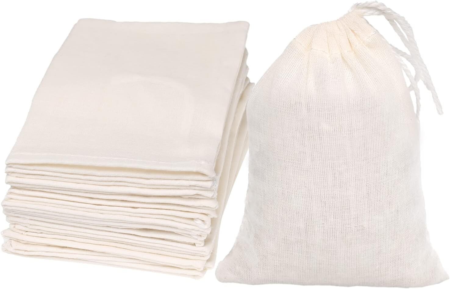 Limko Cotton Bags Muslin Sachet Bag for Home Small, 3x4 Inch 10 Pack