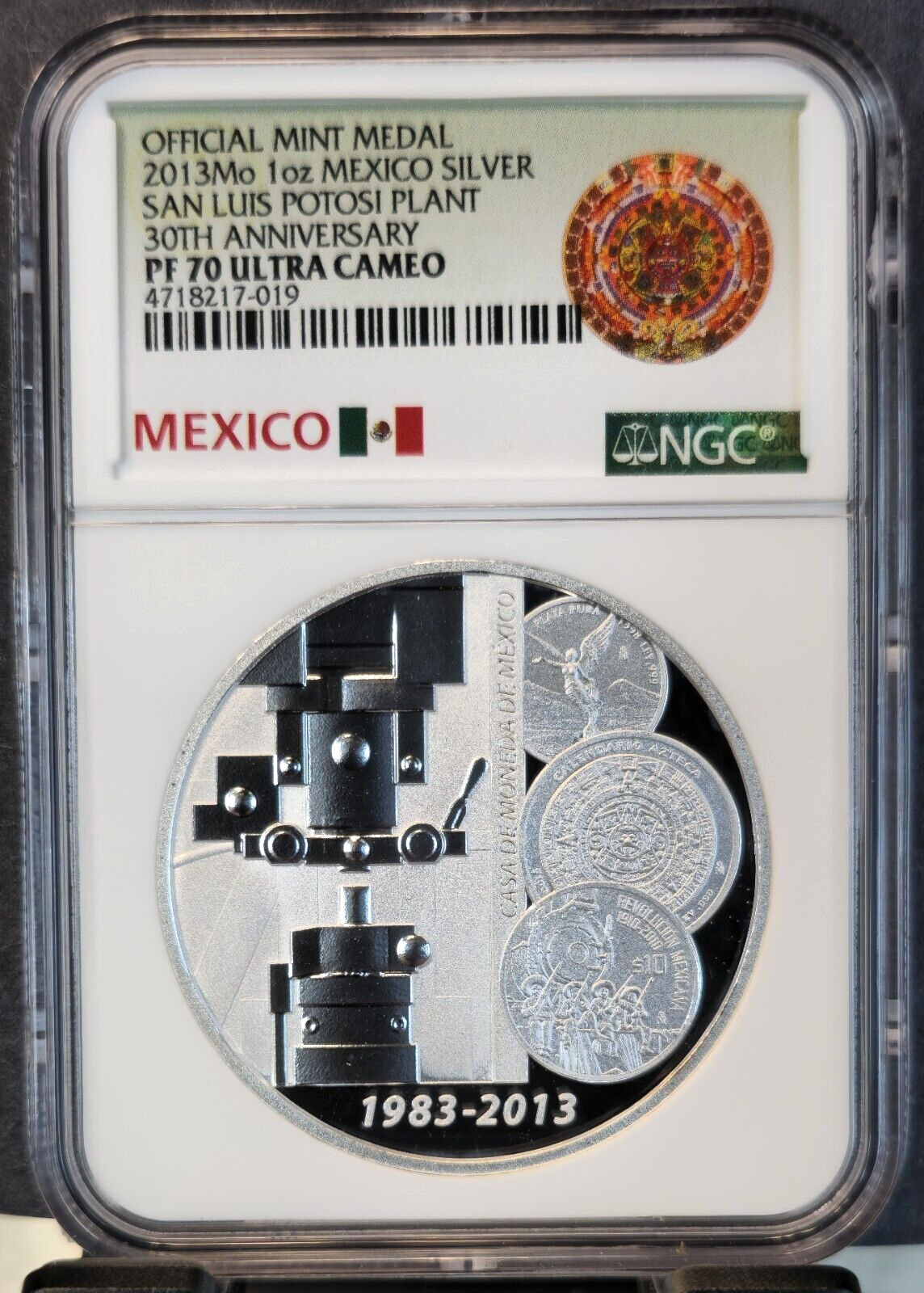 2013 MEXICO SILVER MEDAL SAN LUIS POTOSI PLANT ANNIVERSARY NGC PF 70 ULTRA CAMEO
