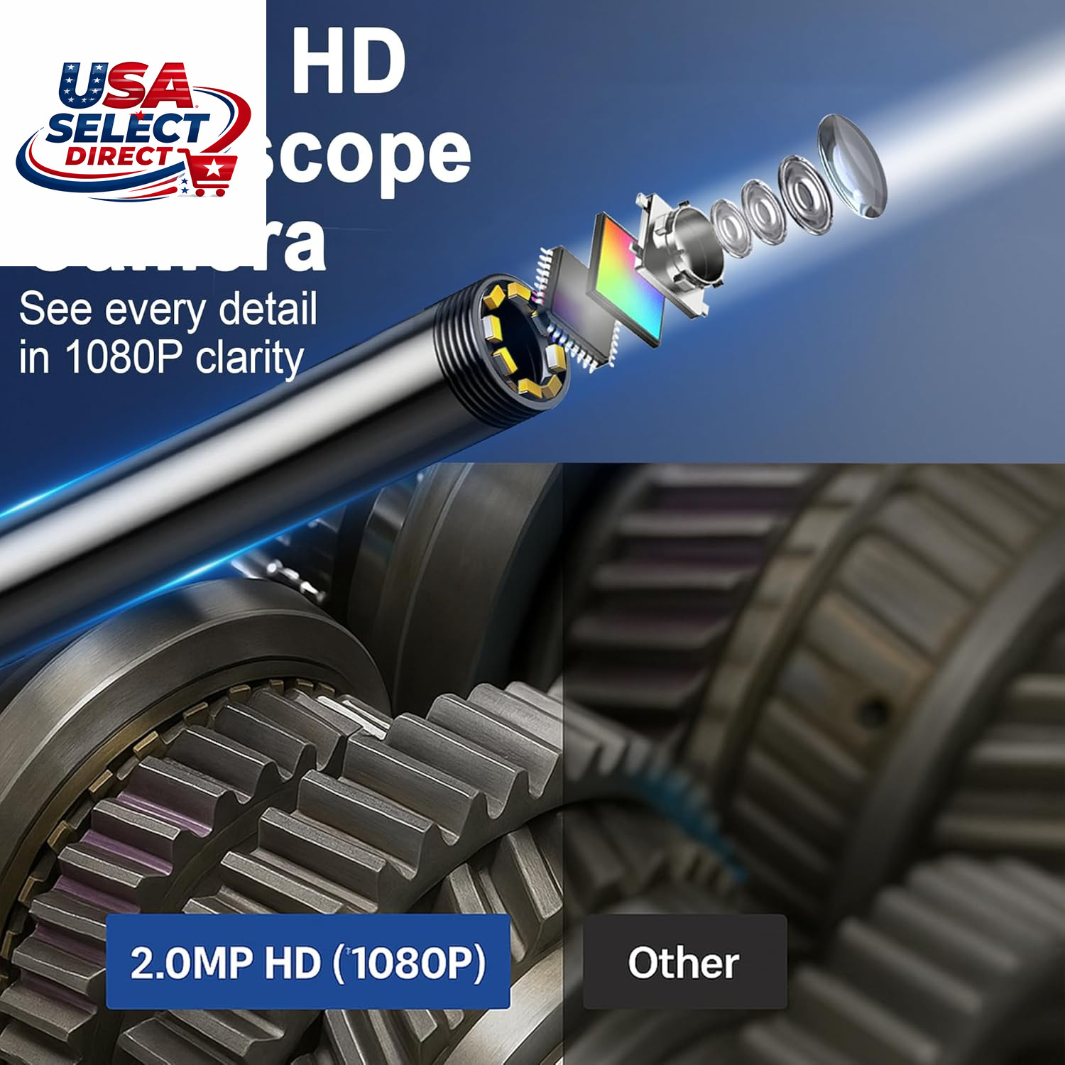 49.2FT Inspection Endoscope Camera with Light, 1080P HD Borescope