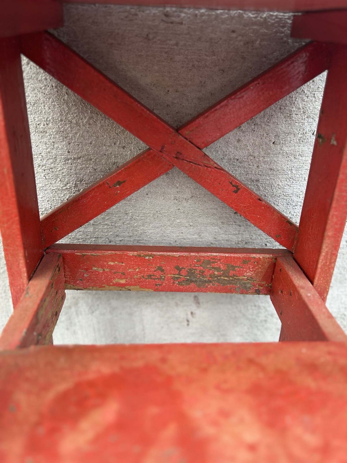 Vintage Rustic Solid Wood 2-Step Stool Farmhouse Bench Plant Stand Red 20+