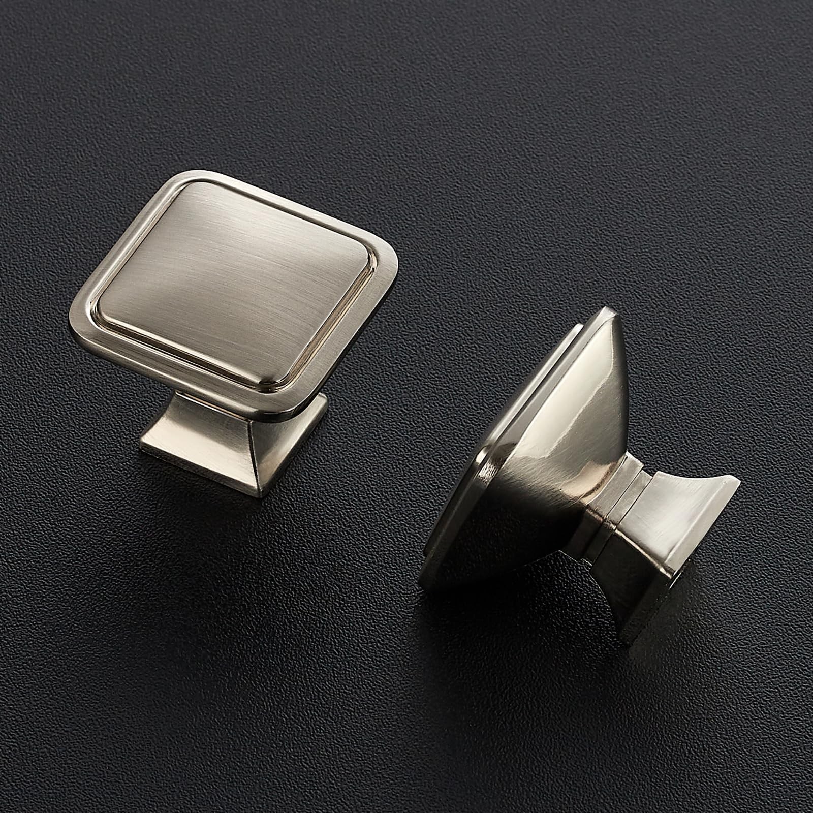 15 Pack Brushed Nickel Cabinet Knobs - 1.2" Square Drawer Knobs for Kitchen, ...